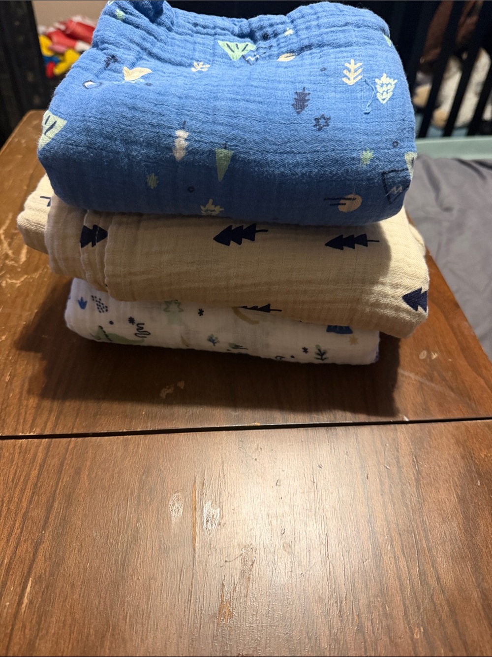cloud island Muslin Swaddle Set in Blue, Cream, White